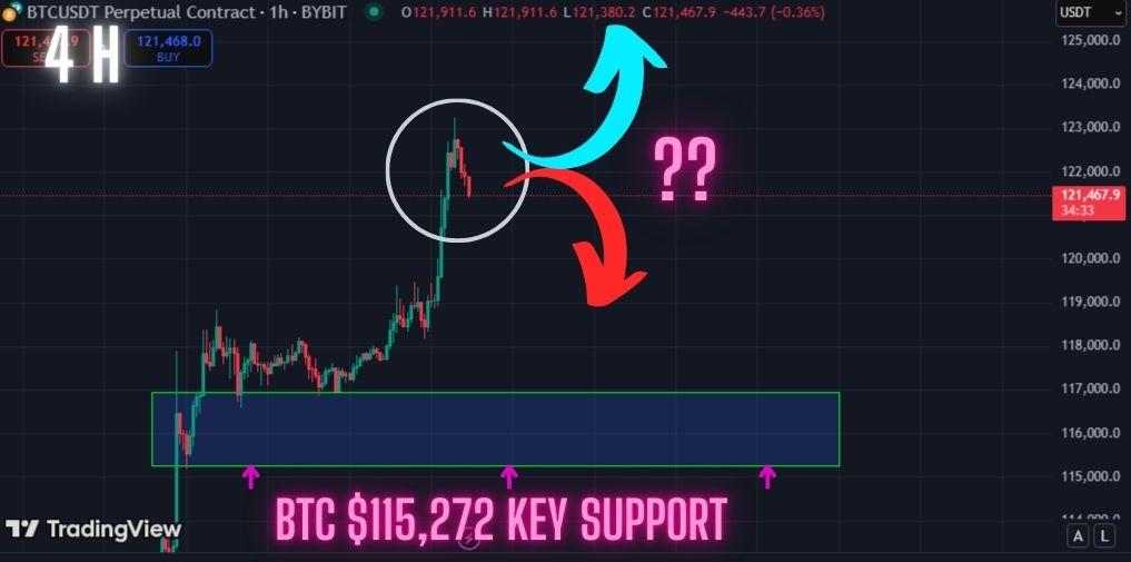 Bitcoin Price Breaks Through $121k! What Now? Is Bitcoin Due For A Pull Back?
